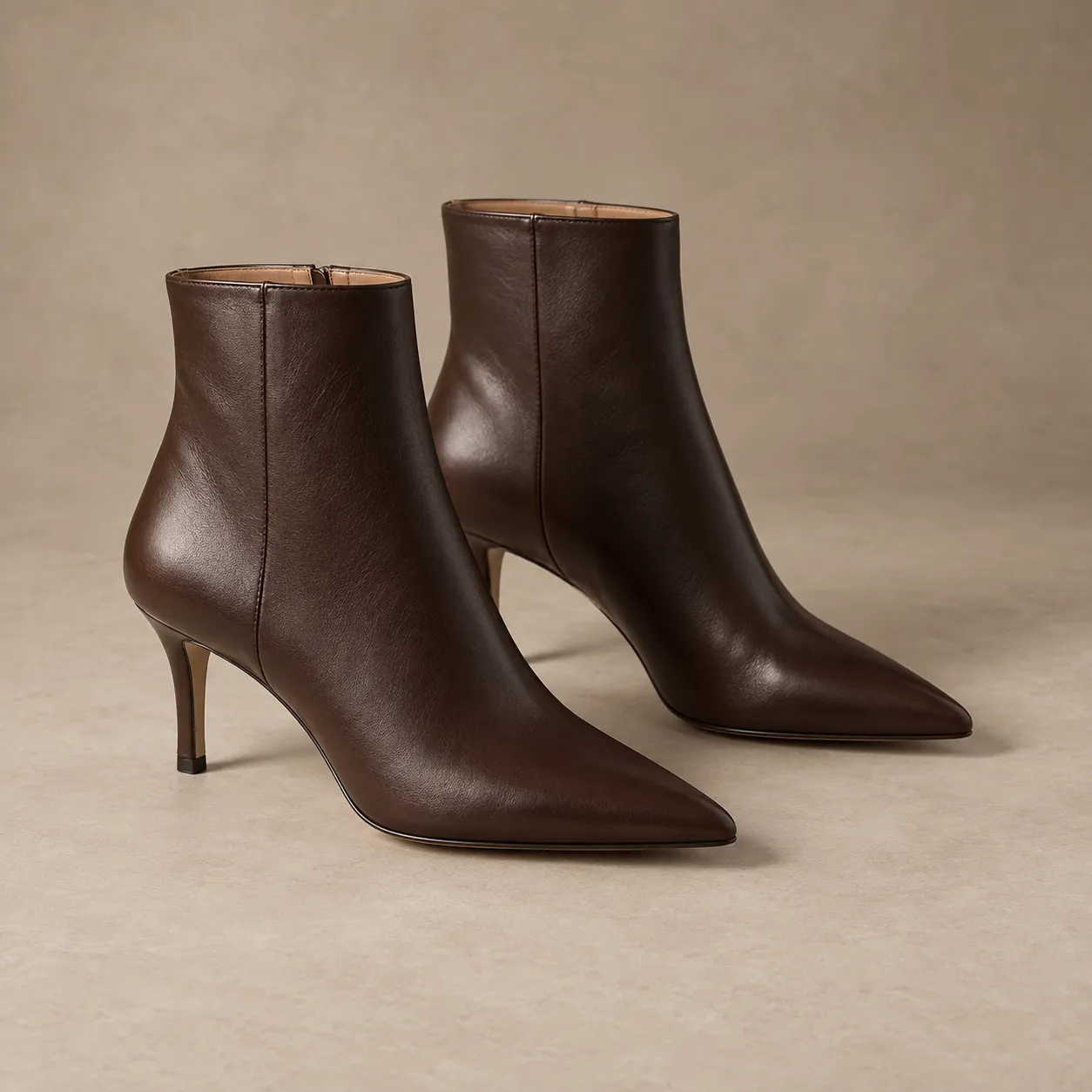Chocolate tailored ankle boots — sample product concept