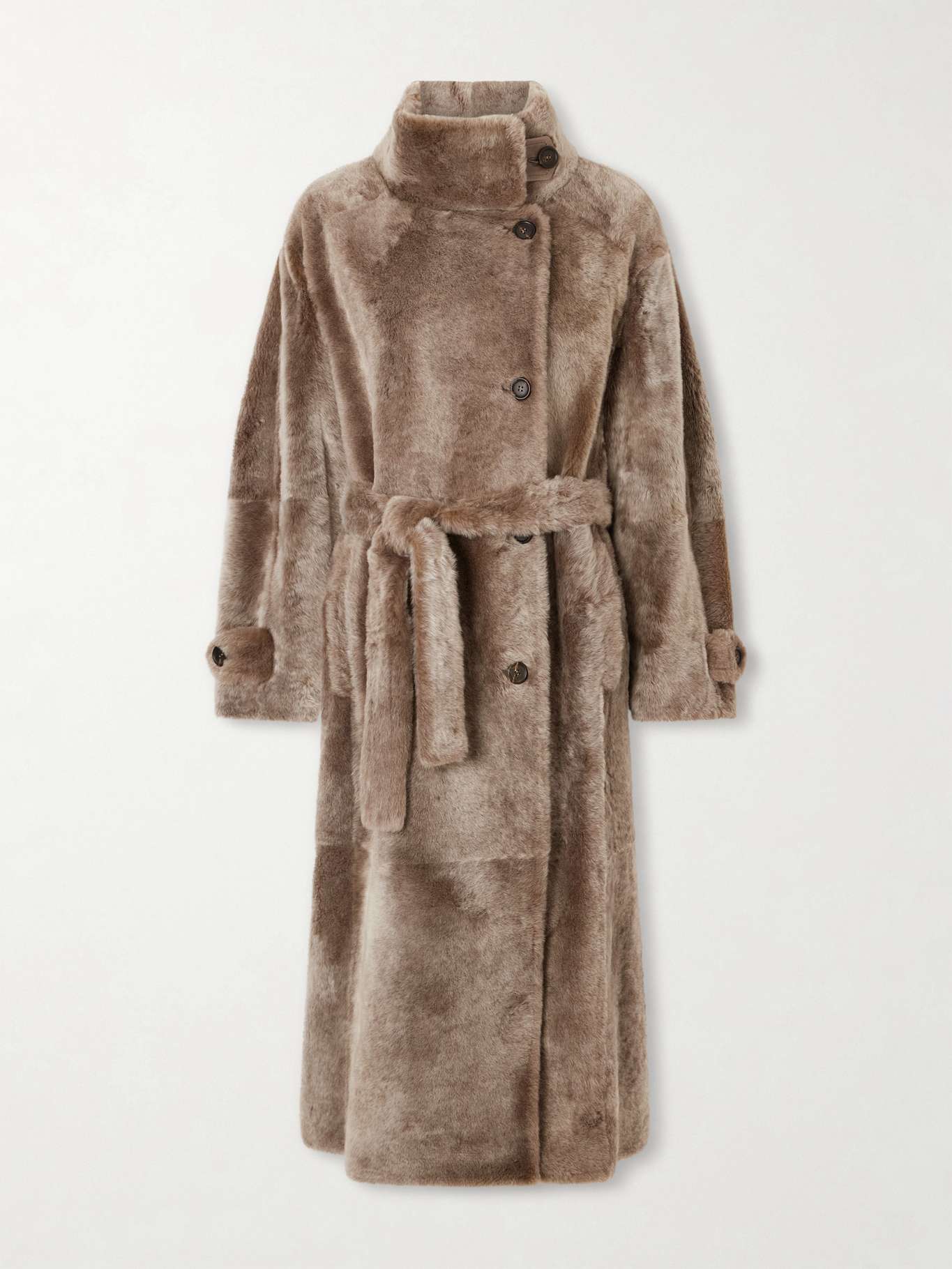 Belted shearling coat