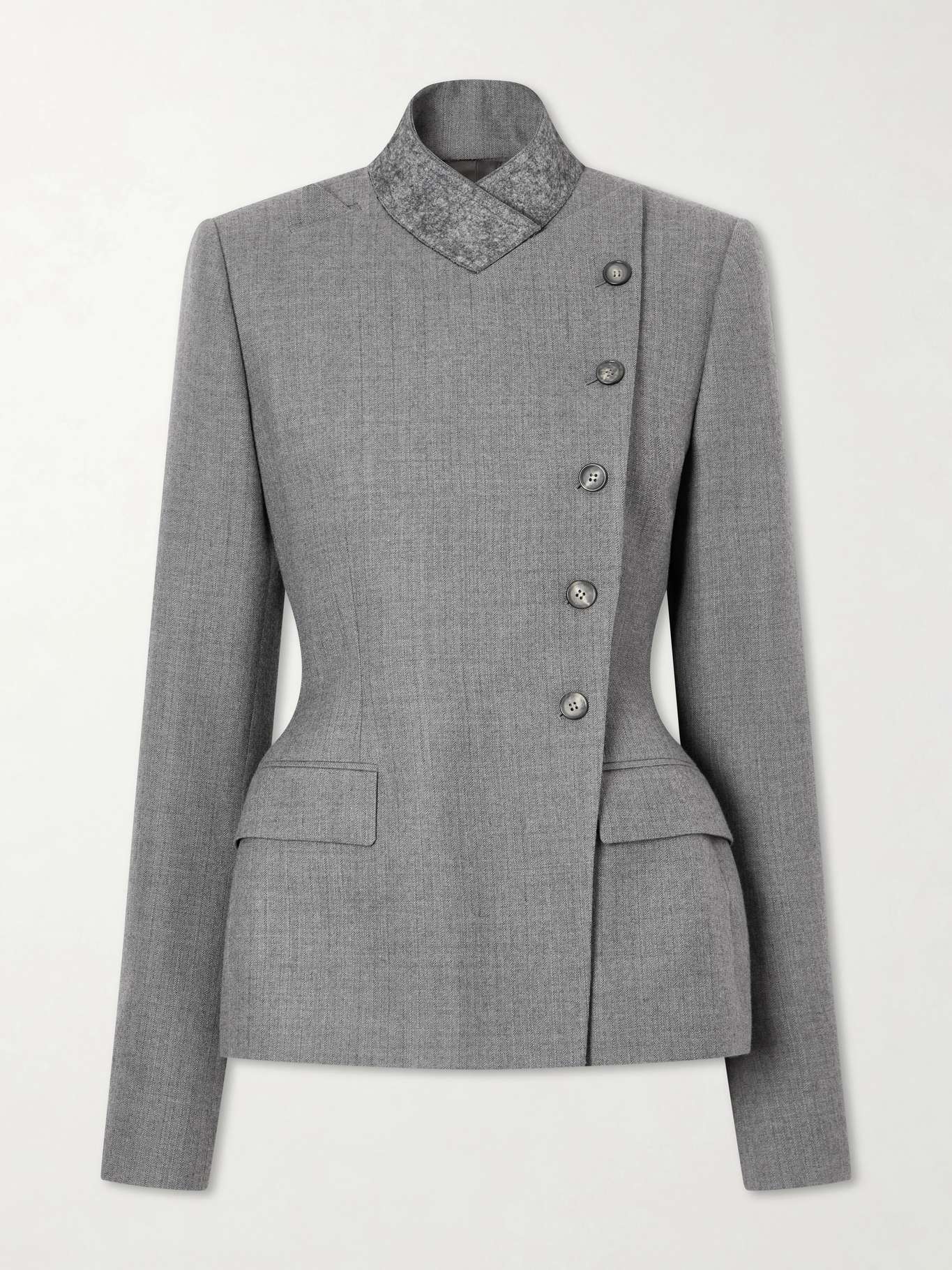 Padded double-breasted wool jacket